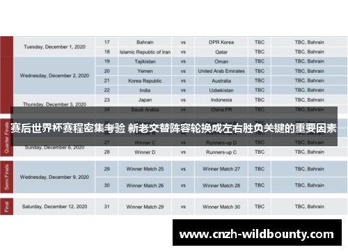赛后世界杯赛程密集考验 新老交替阵容轮换成左右胜负关键的重要因素