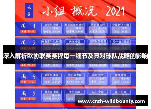 深入解析欧协联赛赛程每一细节及其对球队战略的影响